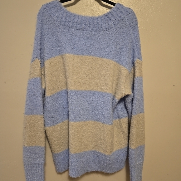 Aerie Boucle Wool Blend Oversized Sweater Blue Gray M NWT - Picture 4 of 7